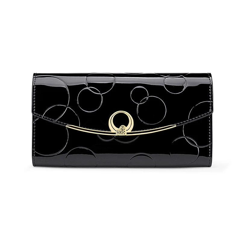 Women Leather Clutch Wallet Long Diamond Hasp 3-Fold