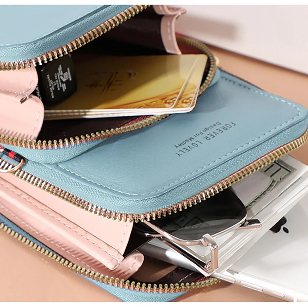 Women Wallets Card Pack Touch Screen Mobile Phone Bag Chest Print Storage Purse