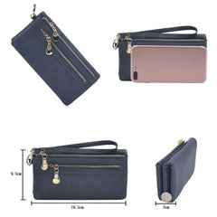 Women Dull Polish Leather Wallet Clutch Purse Handbag