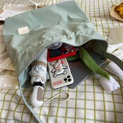 Women Waterproof Nylon Shoulder Bag with Bowknot Beach Tote