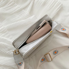 Women Flower Print Shoulder Bag Zipper Crossbody Handbag Classic Wallet