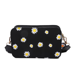 Women Flower Print Shoulder Bag Zipper Crossbody Handbag Classic Wallet