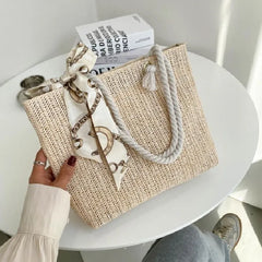 Women Straw Shoulder Bag Large Capacity Stylish Tote Handbag