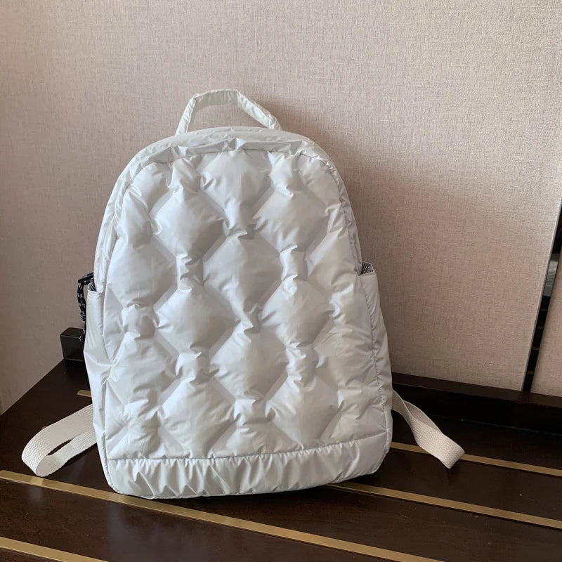 Women Winter Down Feather Padded Packback Large Multiple Pockets