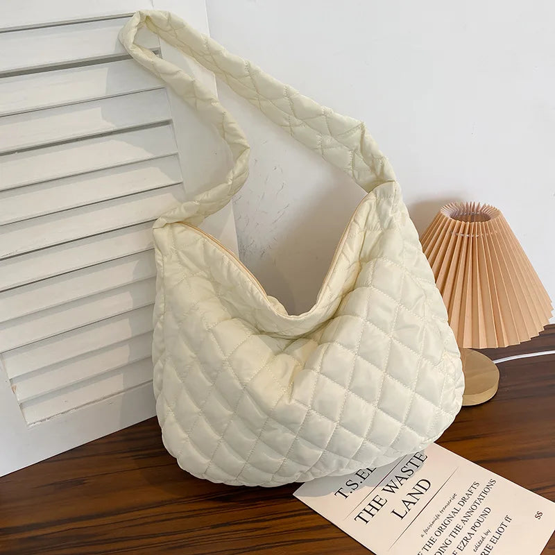 Women Winter Handbag Purses Cotton Crossbody Bag Female Quilted Large Ladies Bag