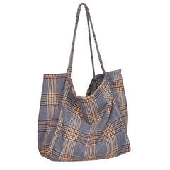 Women's Vintage Plaid Tote Bag - Large Capacity Handbag
