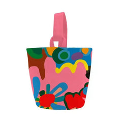 Women Canvas Bucket Shoulder Bag Magnetic Tote Animal Cartoon Pattern