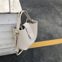 Women PU Leather Bucket Shoulder Bag Crossbody Totes