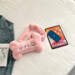 Women Plush Shoulder Bag Cartoon Small Mobile Phone Girls