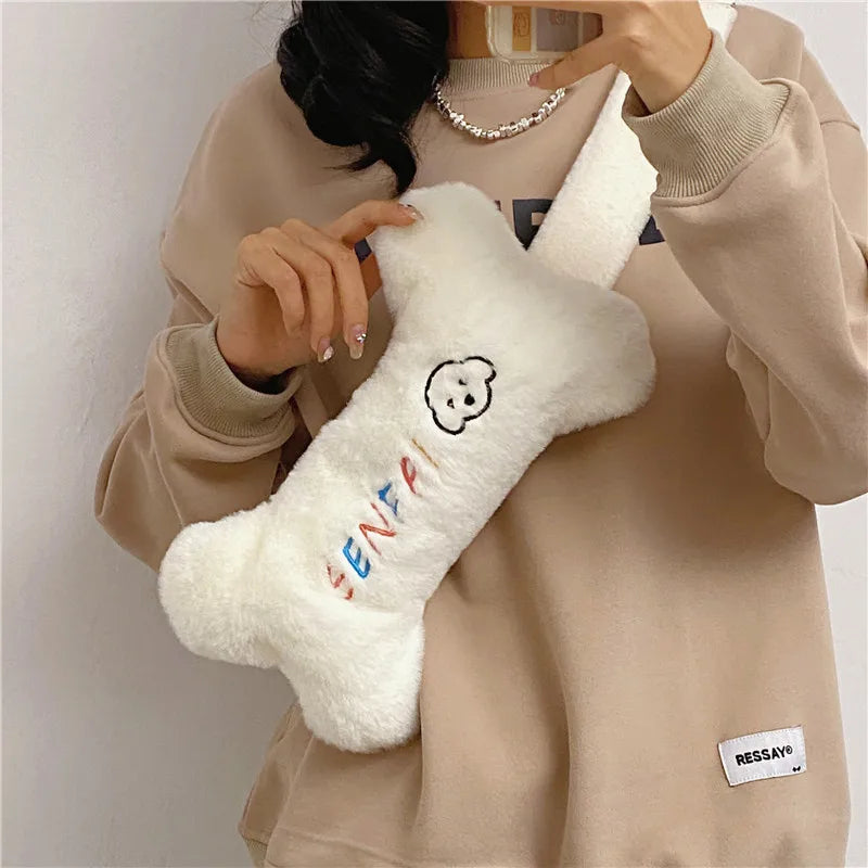 Women Plush Shoulder Bag Cartoon Small Mobile Phone Girls