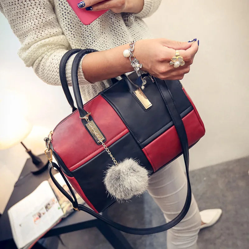 Women's European & American Stitching Hand-held Bag