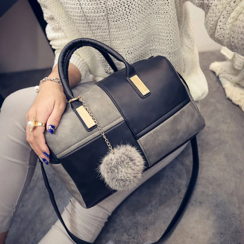 Women's European & American Stitching Hand-held Bag