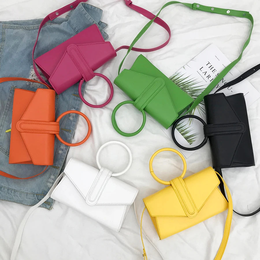 Women's Pu Leather Clutch Solid Tote Bag
