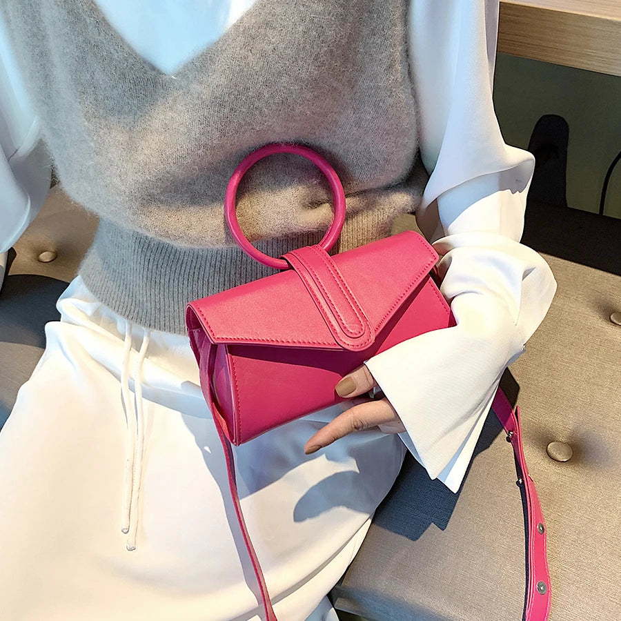 Women's Pu Leather Clutch Solid Tote Bag