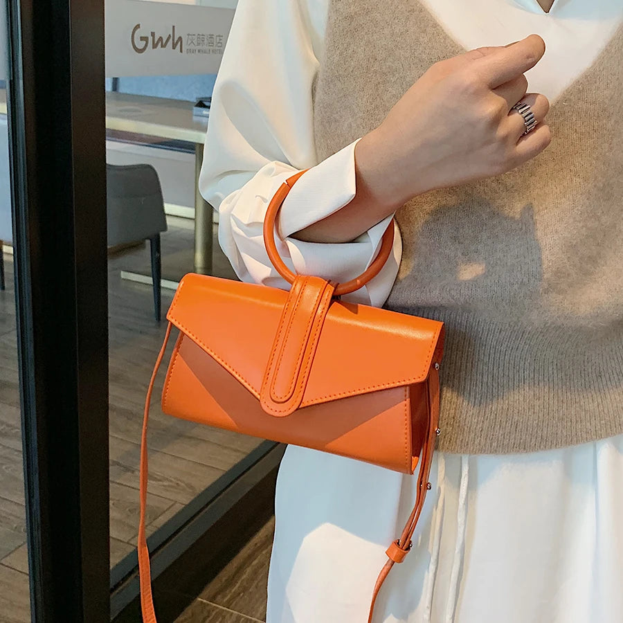 Women's Pu Leather Clutch Solid Tote Bag