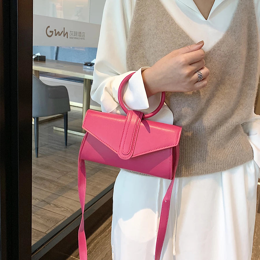 Women's Pu Leather Clutch Solid Tote Bag