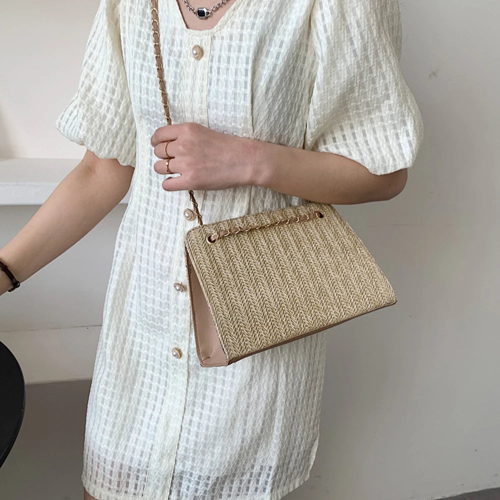 Women's Solid Shoulder Bag Chain Handbag