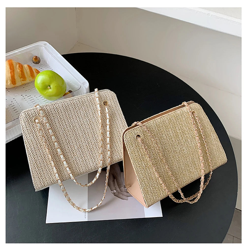 Women's Solid Shoulder Bag Chain Handbag
