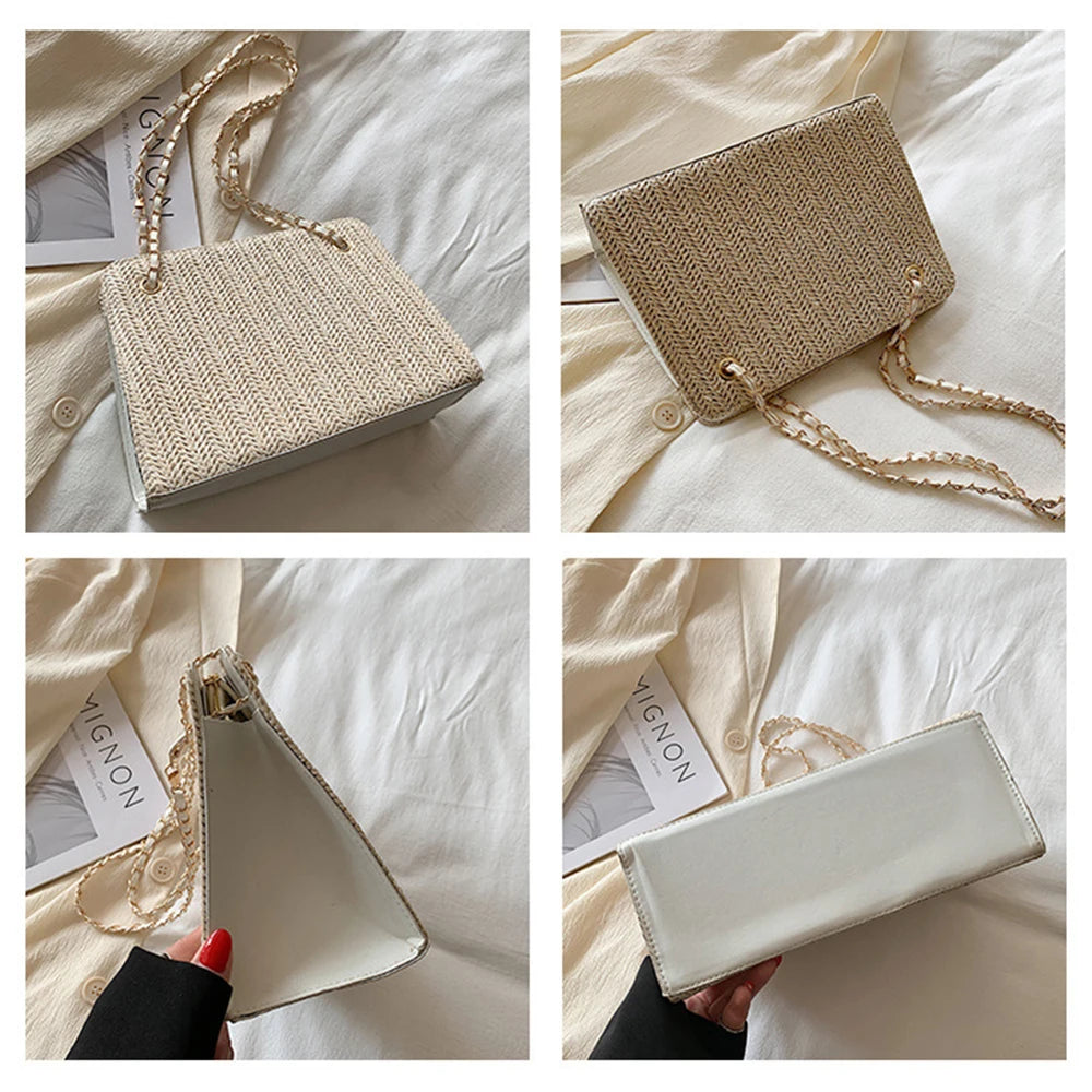 Women's Solid Shoulder Bag Chain Handbag