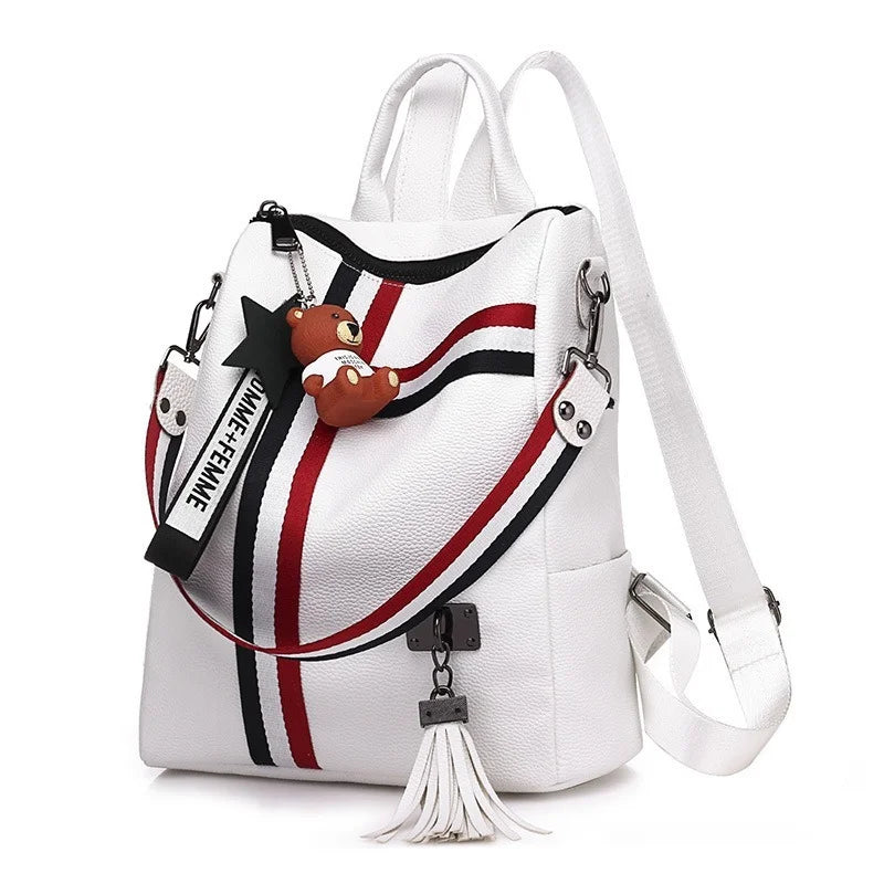 Women's Large PU Leather Backpack for Travel, Schoolbag, Shoulder Bag
