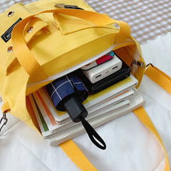 Women's Canvas Backpack Crossbody Bag Large Capacity Tote Bag Animal Cartoon