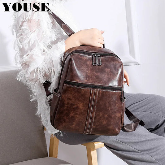 Women's Stylish PU Backpack for Travel Camping University School