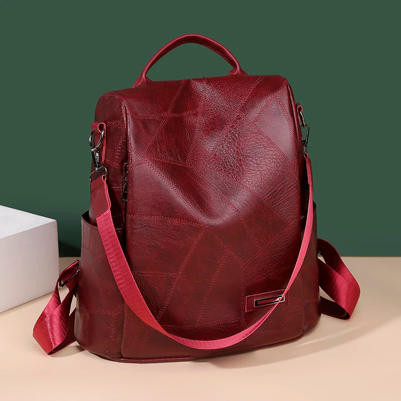 Women's Vintage Leather Backpack School Bag for Girls