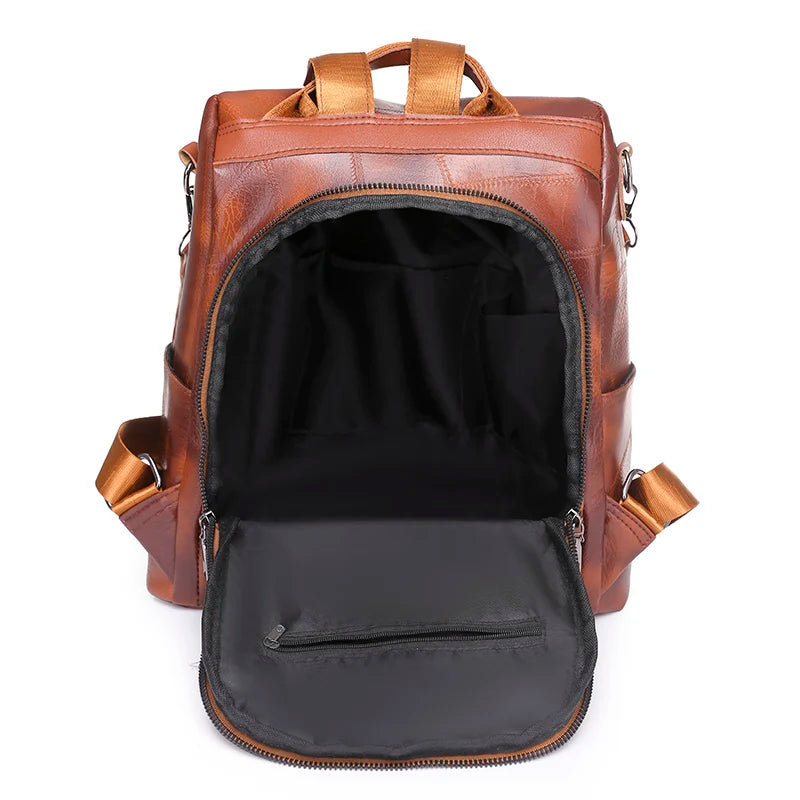 Women's Vintage Leather Backpack School Bag for Girls