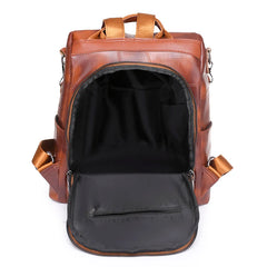 Women's Vintage Leather Backpack School Bag for Girls