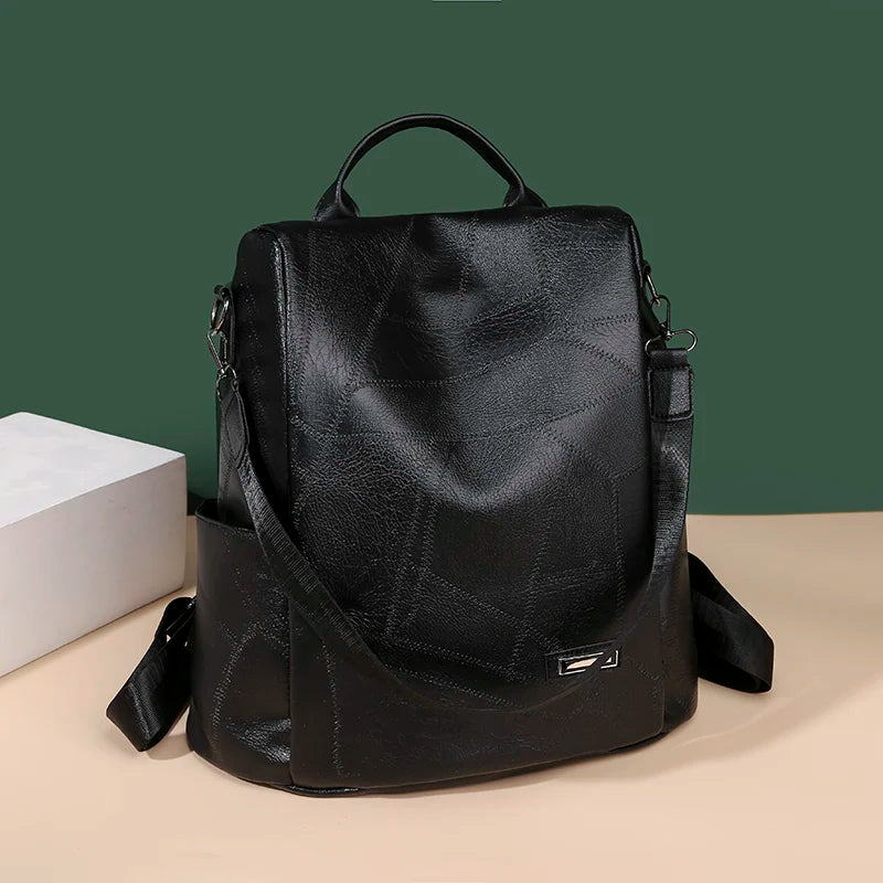 Women's Vintage Leather Backpack School Bag for Girls