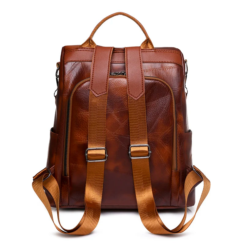 Women's Vintage Leather Backpack School Bag for Girls