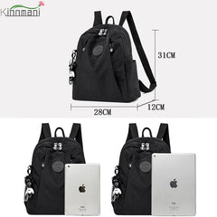 Women's Large Capacity Casual Backpack Solid Shoulder Bag High Nylon Cloth