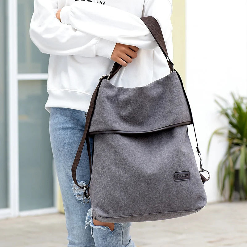 Women's Canvas Backpack Shoulder Bag Large Capacity