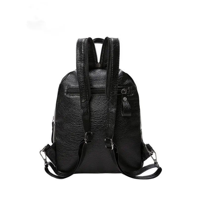 Women's Small Leather School Backpack Girl Multifunctional Shoulder Bag