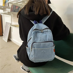Women's Mini Denim Backpack for School Teenagers Girls