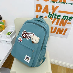 Women's Bear Nylon Backpack Student Schoolbag Large Capacity