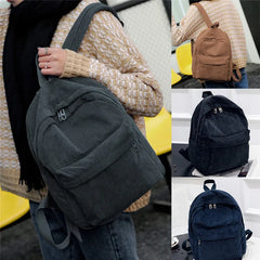 Corduroy School Backpack for Girls Casual Rucksack Mochila