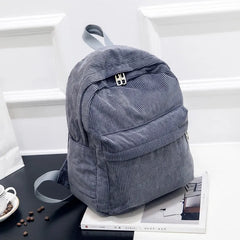 Corduroy Women School Backpack Pure Women Backpack Girl School Bag