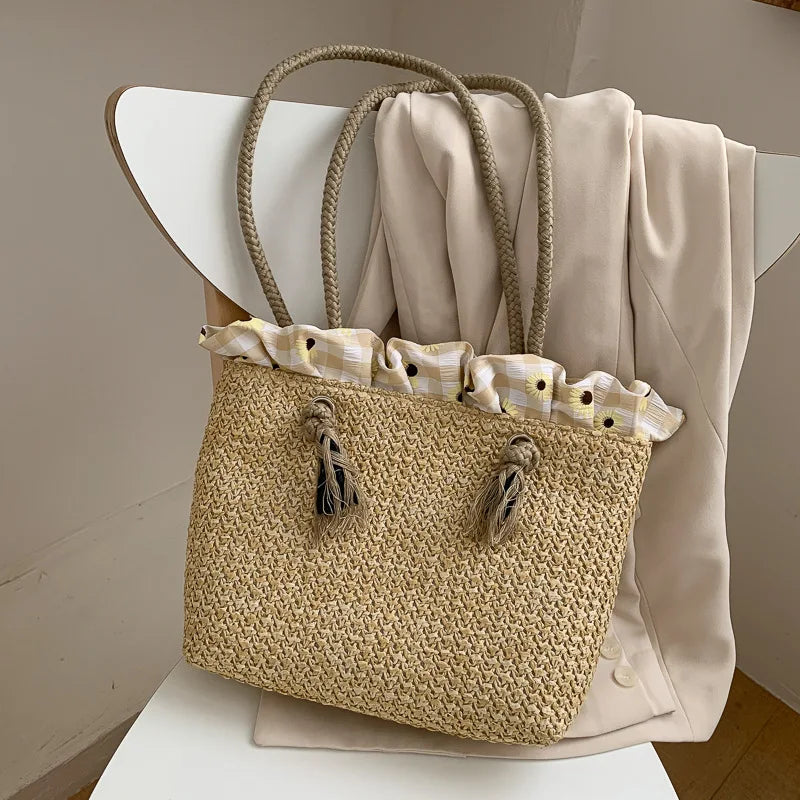 Straw Woven Large-Capacity Tote Bag for Women