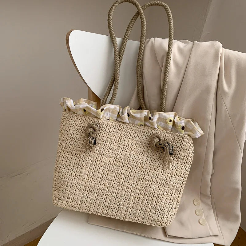 Straw Woven Large-Capacity Tote Bag for Women