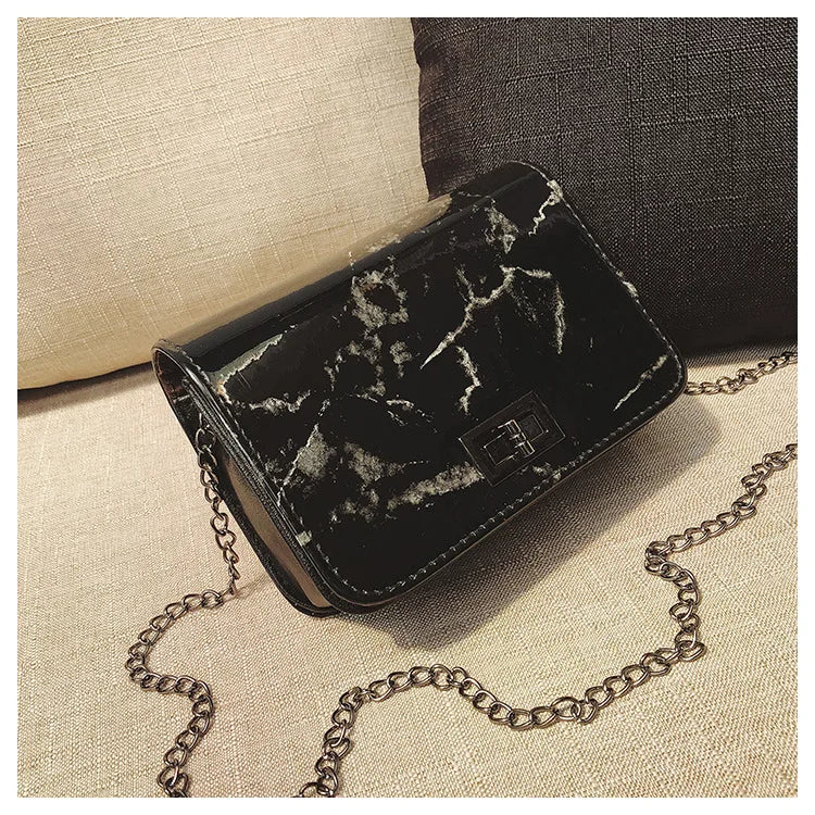 Marble Pattern Shoulder Bag Lock Wild Jossenger Small Square