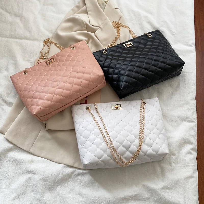 Embroidered Lock Chain Square Bag for Women