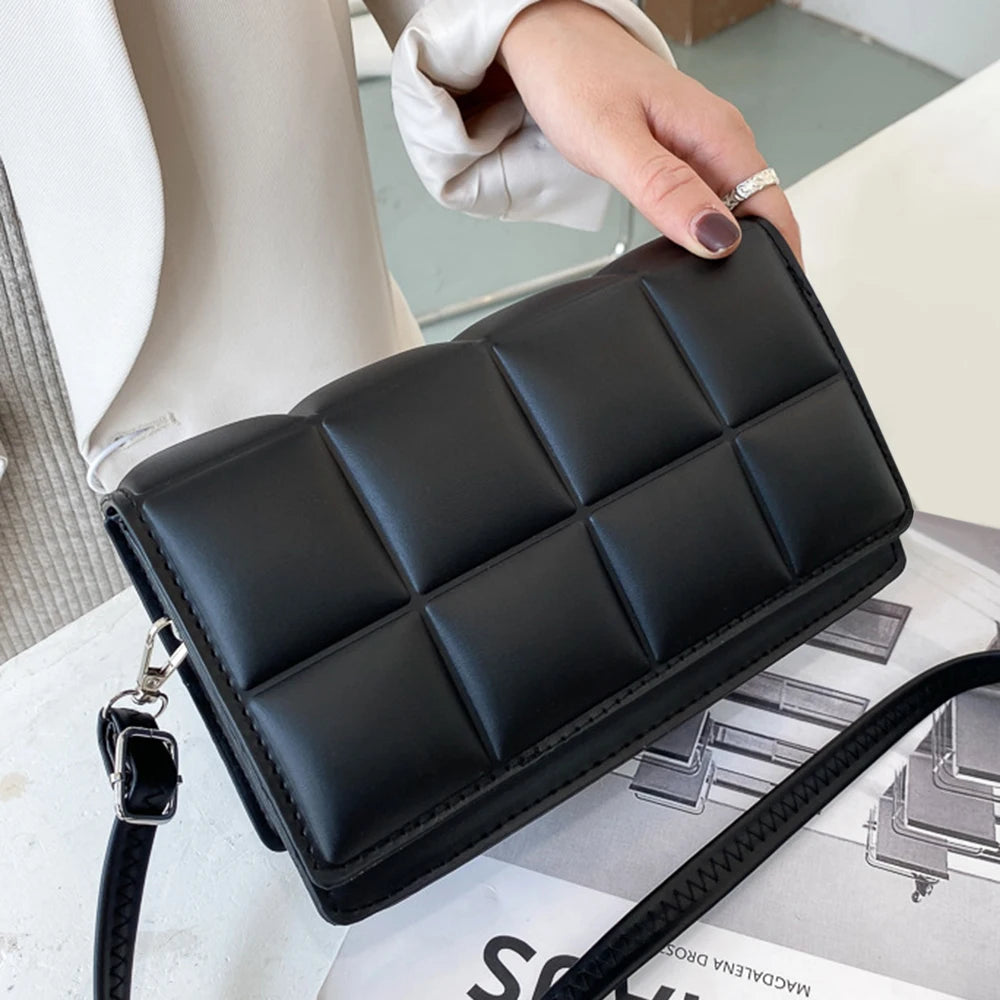Women's Plaid Shoulder Handbag PU Leather Square Travel Messenger