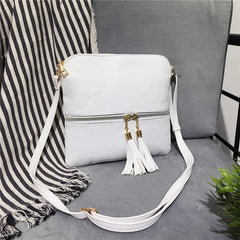 Tassel Crossbody Bag for Women European American Shoulder Zipper Bag