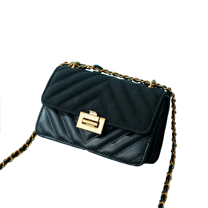 Women's PU Leather Messenger Bag Retro Chain Small Shoulder Bag