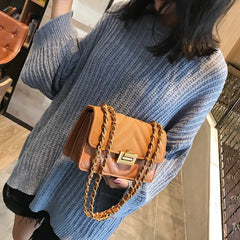 Women's PU Leather Messenger Bag Retro Chain Small Shoulder Bag