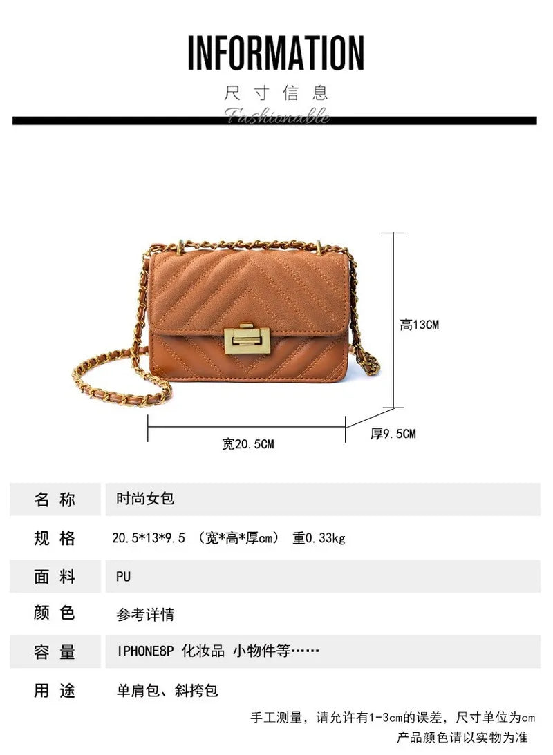 Women's PU Leather Messenger Bag Retro Chain Small Shoulder Bag