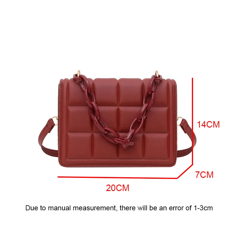 Checkered Small Square Bag Acrylic Chain Shoulder Bag