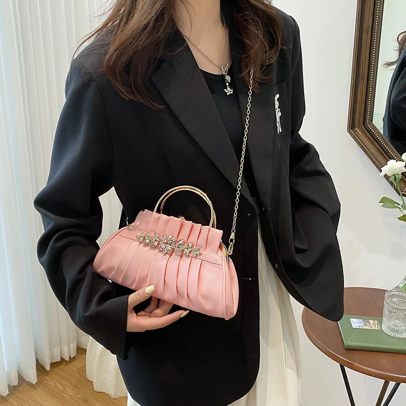 Vintage Diamond Shoulder Clutch Women's Evening Party Bag