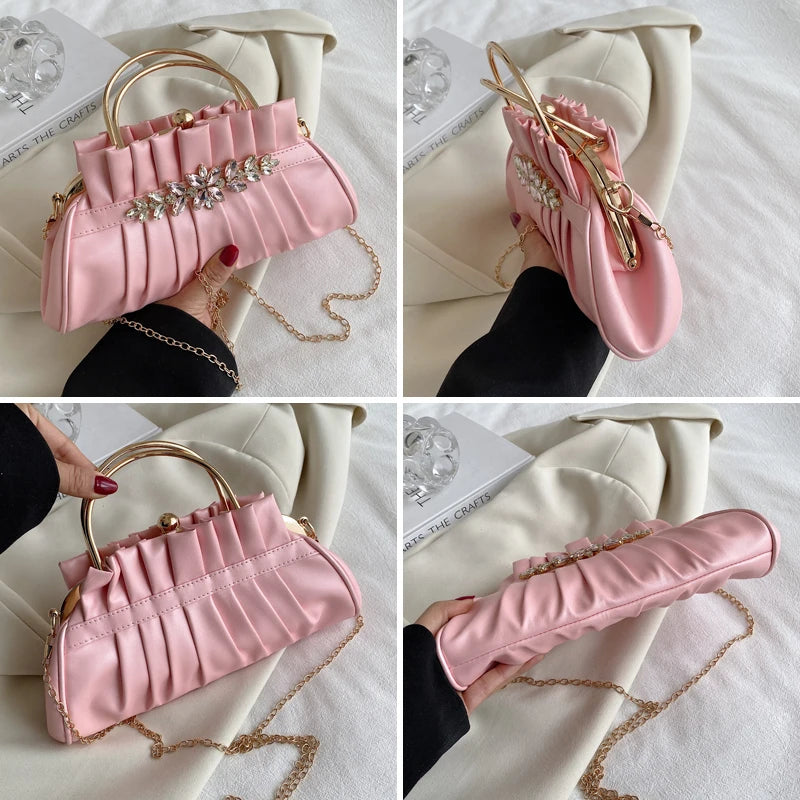 Vintage Diamond Shoulder Clutch Women's Evening Party Bag